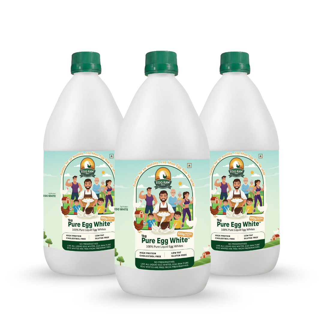 Pack of three EggRaw Pure Egg White (1 Litre)