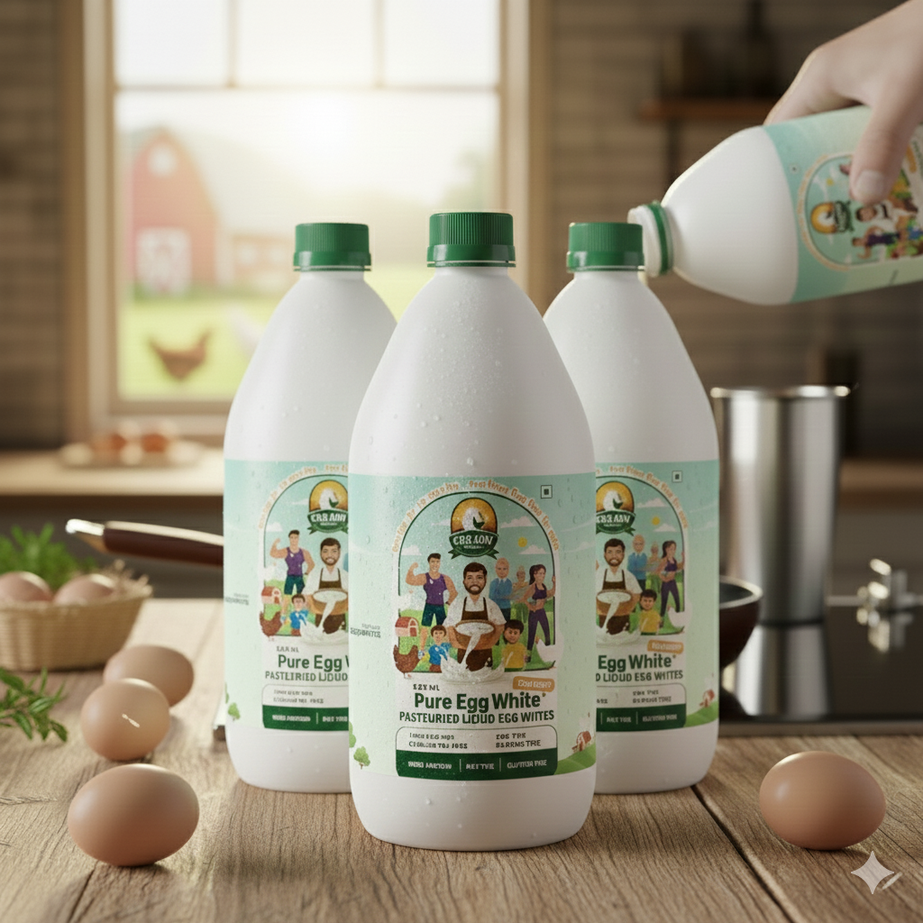 Pack of three EggRaw Pure Egg White (1 Litre) + 1 Whole Egg Free