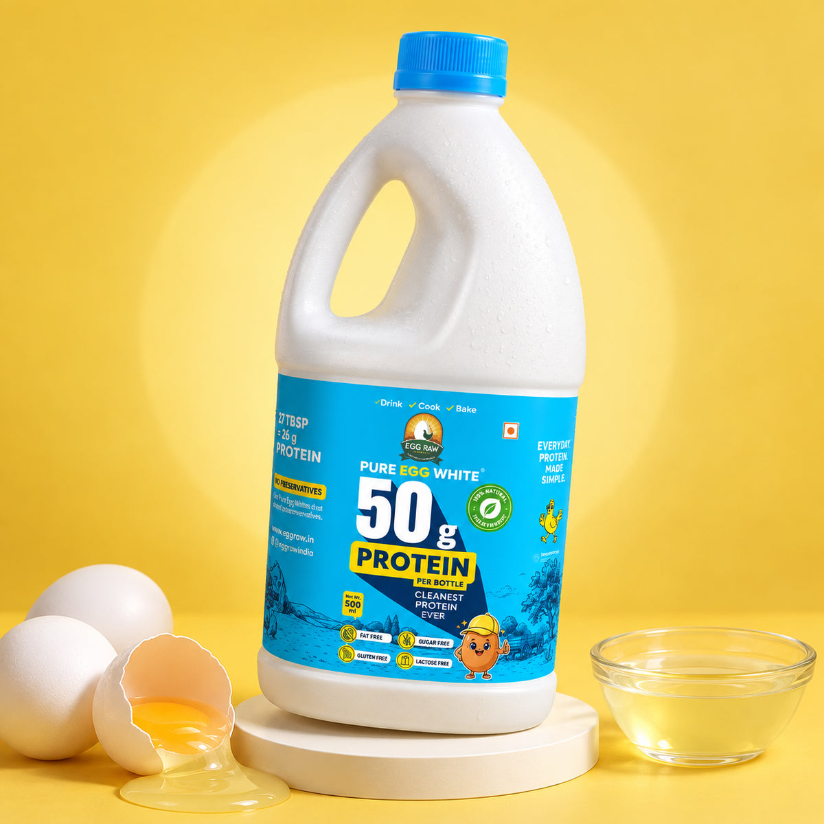 Eggraw Pure Egg White poured into an omelette in a pan